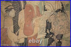 Stunning 18th Century Katsukawa Shuncho Japanese Woodblock of Beautiful Women