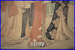 Stunning 18th Century Katsukawa Shuncho Japanese Woodblock of Beautiful Women