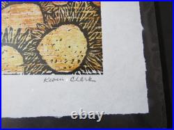 Sunflower Field Flowers woodcut woodblock print Japanese moku hanga Washi signed