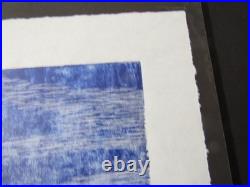 Sunflower Field Flowers woodcut woodblock print Japanese moku hanga Washi signed