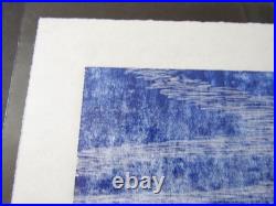 Sunflower Field Flowers woodcut woodblock print Japanese moku hanga Washi signed