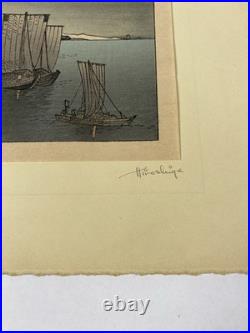 Suzuki Kason Vintage Japanese Woodblock Print Kominato Harbor Evening Suzuki Kason Vintage Japanese Woodblock Print Kominato Harbor Evening