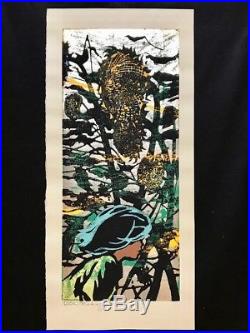 TADASHI NAKAYAMA Japanese Woodblock Print WIND (SUNFLOWER)