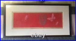 TAKABE TAEKO Abstract Woodblock Print & Mixed Media Signed 6 by 17 inches Framed