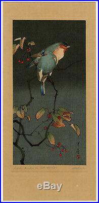TAKAHASHI SHOTEI,'LOVE BIRDS', Japanese woodblock print, c. 1915