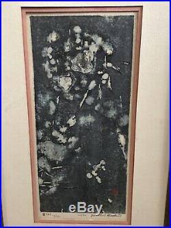 THUNDER 1961 JOICHI HOSHI Large Signed Framed Woodblock Print Abstract 13/100