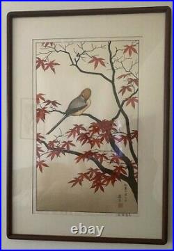 TOSHI YOSHIDA 20th c. Japanese WOODBLOCK PRINT Birds of the Seasons Autumn