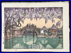 TOSHI YOSHIDA Japanese Woodblock Print HALF MOON BRIDGE