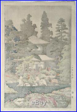 TOSHI YOSHIDA Japanese Woodblock Print Silver Pavilion Kyoto