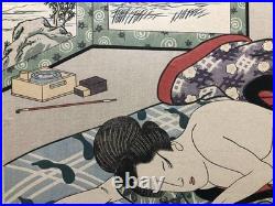 Taisho Period Woodblock Print Beauty on a Nap Large Horizontal Ukiyo-e