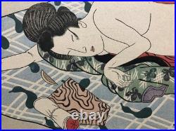 Taisho Period Woodblock Print Beauty on a Nap Large Horizontal Ukiyo-e Taisho Period Woodblock Print Beauty on a Nap Large Horizontal Ukiyo-e