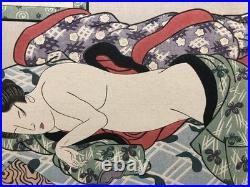 Taisho Period Woodblock Print Beauty on a Nap Large Horizontal Ukiyo-e