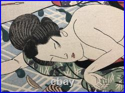 Taisho Period Woodblock Print Beauty on a Nap Large Horizontal Ukiyo-e