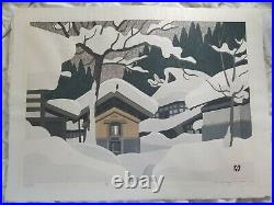 Takehiko Hironaga Japanese Woodblock Print'Aizu Village Winter (5) Rare 23/50
