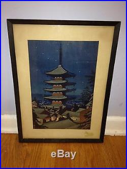 Takeji Asano 20th Century Moonlight In Yasaka Pagoda Japanese Woodblock Print