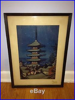 Takeji Asano 20th Century Moonlight In Yasaka Pagoda Japanese Woodblock Print