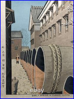 Takeji Asano Early Spring in Fushimi Kyoto Woodblock print Shin-hanga Unsodo
