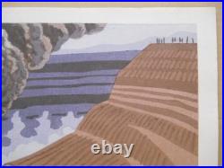 Takeji Asano Mt. Aso Volcano Hand-colored Woodblock print Circa 1965 Signed