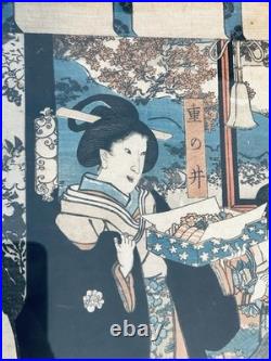 Three Courtesans Colored Woodblock Print After Kitagawa Utamaro 1753-1806