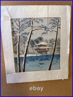 Tomikichiro Tokuriki Snow View of Kinkakuji MCM Japanese Woodblock Print