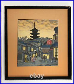 Tomikichiro Tokuriki Sunset Glow in Gioni Kyoto Japanese Woodblock Print
