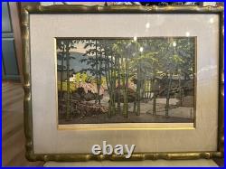 Toshi Yoshida Bamboo Garden, Hakone Museum, Woodblock Print, Framed & Signed