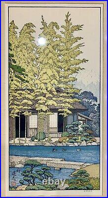 Toshi Yoshida Friendly Garden Triptych Woodblock Prints Framed. 1980 Set Of 3