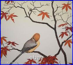Toshi Yoshida Japanese Woodblock Bird in Autumn, Fine, Beautiful & Framed