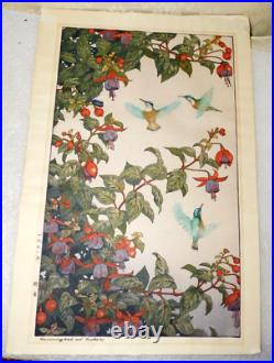 Toshi Yoshida Japanese Woodblock Print Hummingbirds