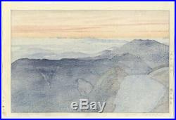 Toshi Yoshida, Mt Tsubakuro, Morning, Landscape, Original Japanese Woodblock Print