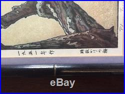 Toshi Yoshida Plum tree and Blue Magpie Japanese Woodblock Print