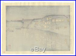 Toshi Yoshida, Ryogoku Bridge, Modern Landscape, Original Japanese Woodblock Print