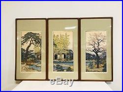 Toshi Yoshida The Friendly Garden Series Wood Block Print Pine Bamboo Plum Tree