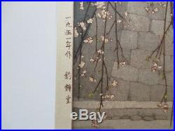 Toshi Yoshida Woodblock Print Fine Japanese Temple Bell Landscape Signed Rare