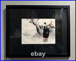 Toshikata Mizuno 1866-1908 Japanese Woodblock Print Framed Woman Geisha