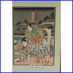 Toyokuni lll Kunisada (1786-1864) Antique Woodblock Print On Rice Paper