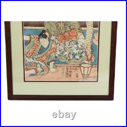Toyokuni lll Kunisada (1786-1864) Antique Woodblock Print On Rice Paper