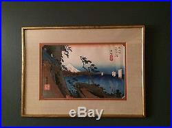 True vintage Print, Hiroshige woodblock print, Satta Pass at Yui, Japanese Print