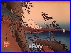 True vintage Print, Hiroshige woodblock print, Satta Pass at Yui, Japanese Print