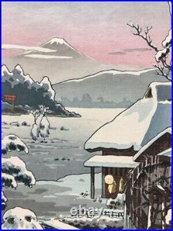 Tsuchiya Koitsu Japanese Woodblock Print Yaizu in Snow