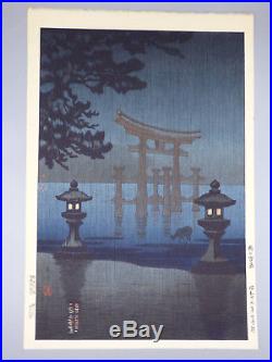 Tsuchiya Koitsu Rain at Miyajima Original 1941 Japanese Woodblock Print Japan