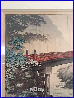 Tsuchiya Koitsu Red Bridge Japanese Woodblock Print Japan