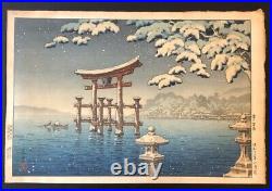 Tsuchiya Kouitsu Japanese Woodblock Print Authentic Snow at Miyajima Ukiyoe