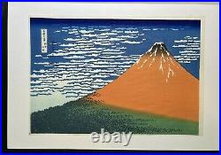 UKIYO-E by HOKUSAI Real Japanese Woodblock Print Red Aka Fuji(Gaifu Kaisei)