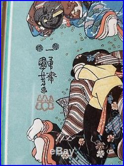 UTAGAWA KUNIYOSHI Japanese woodblock ukiyo-e print c. 1845 EXC feeding women seed