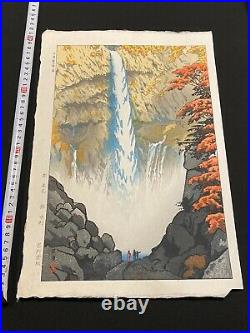 Ukiyo-e Japanese Woodblock Print Kasamatsu Shiro Nikko Kegon Falls Showa Antique