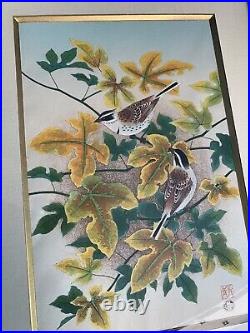 Ukiyo-e Japanese Woodblock Print Vintage Framed Collectors Guild Japan Birds