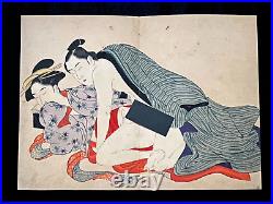 Ukiyo-e KITAGAWA UTAMARO Woodblock Print Original Large Nishiki-e Shunga AB11301