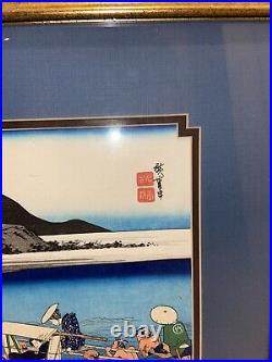 Utagawa Hiroshige Japanese Wood Block Print Framed Matted Signed