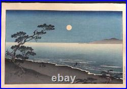 Utagawa Hiroshige Japanese Woodblock Print Rare Authentic Night view U-kiyoe
